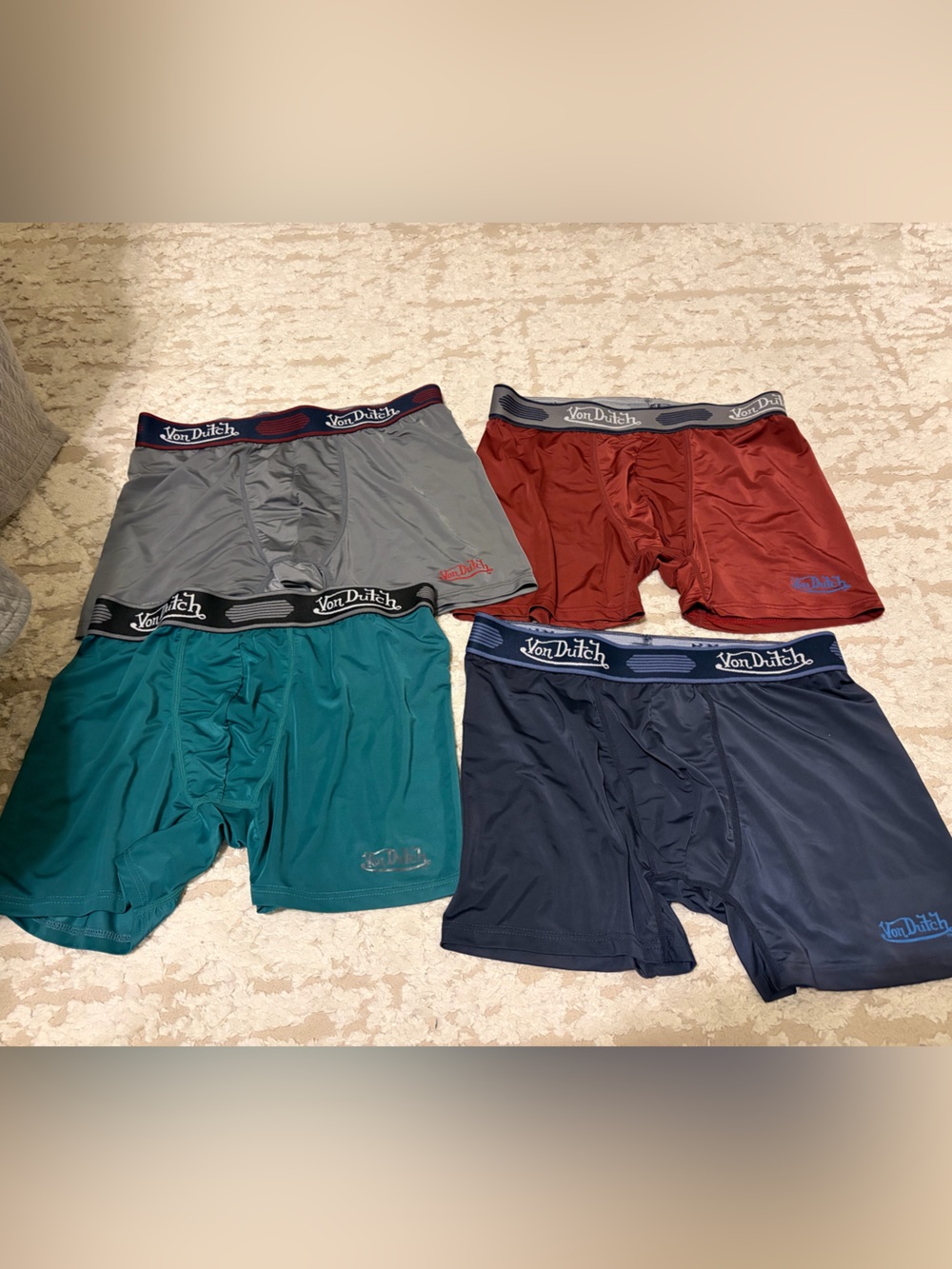 Von Dutch Men’s Performance Boxer Briefs - 4 Pack (Gray, Red, Teal, Navy)